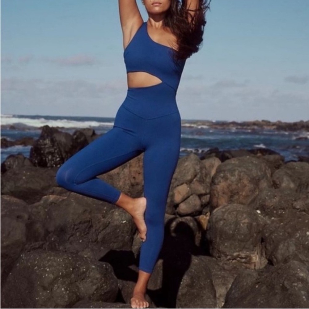Free People Movement Transcend Limits Bodysuit Sz Medium Blue Jumpsuit One Piece
